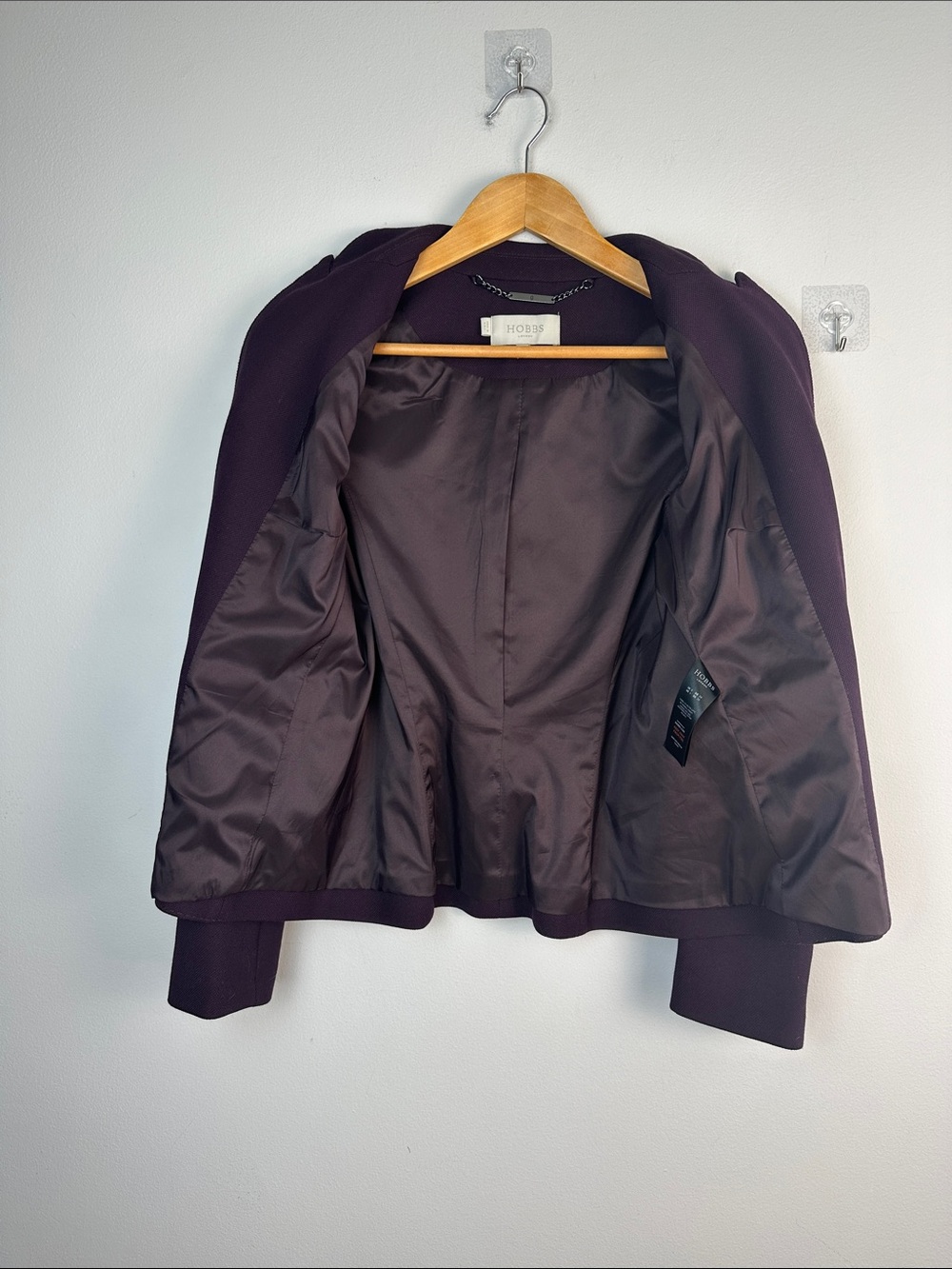 NWOT Hobbs London Vivienne Jacket Abuergine Single Button Blazer Size 4 Office - Picture 15 of 16